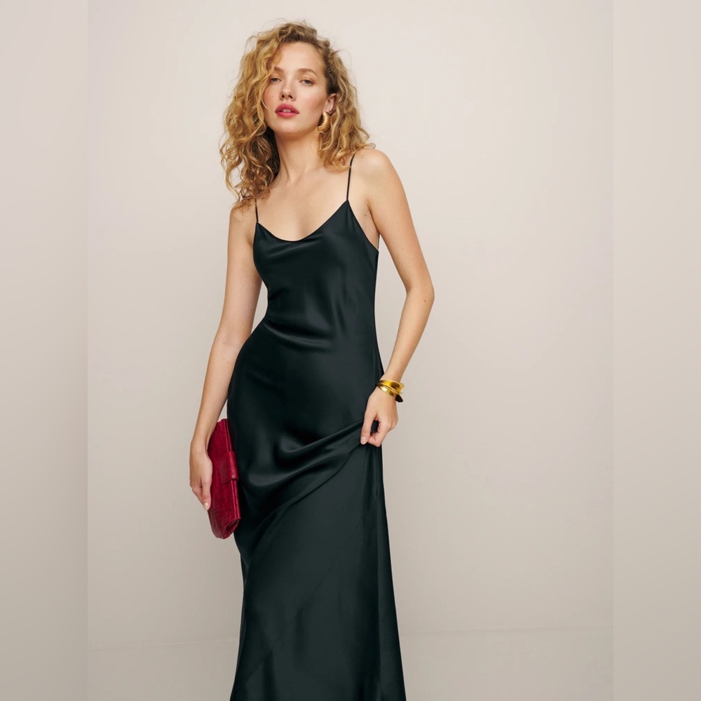 Reformation Parma Silk Dress Black Size XS NEW